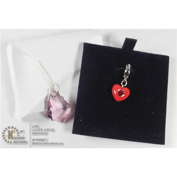 SWAROVSKI HEART CHARM & PURPLE CHARM