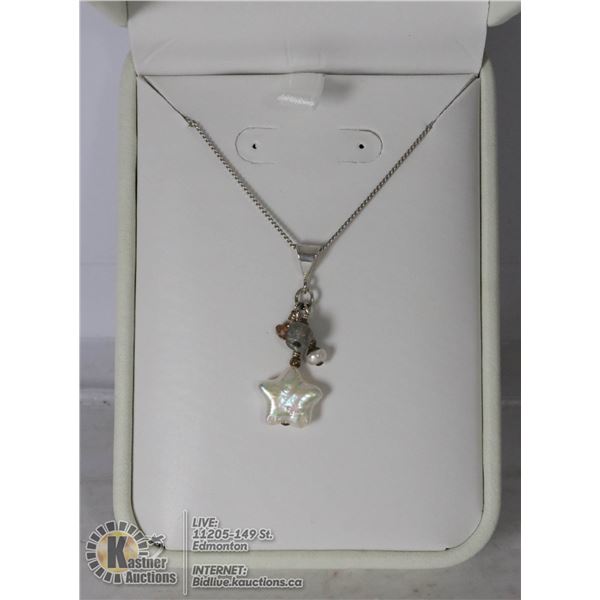 STERLING SILVER .925 PEARL STAR/GEMSTONE NECKLACE
