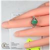 Image 1 : VINTAGE STERLING SILVER .925 EMERALD/DIAM RING