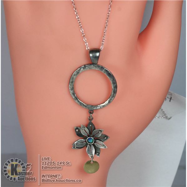 STERLING SILVER .925 PENDANT/CHAIN, OPAL PENDANT