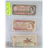 Image 1 : LOT OF 3 MIXED SERIES CANADA $2 BANKNOTES