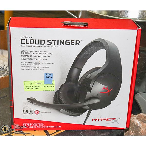 KINGSTON HYPERX CLOUD STINGER GAMING HEADSET