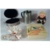 Image 1 : FLAT OF ASSORTED ITEMS INCLUDES: PEWTER MUG