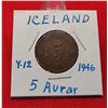 Image 2 : 4) ICELAND 5 AURAR 1946 COIN.