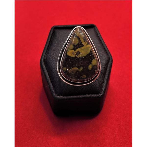 8)  MOTTLED BROWN AGATE TEAR DROP SHAPED