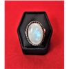 Image 1 : 11)  OVAL MOONSTONE RING WITH ROPE DESIGN