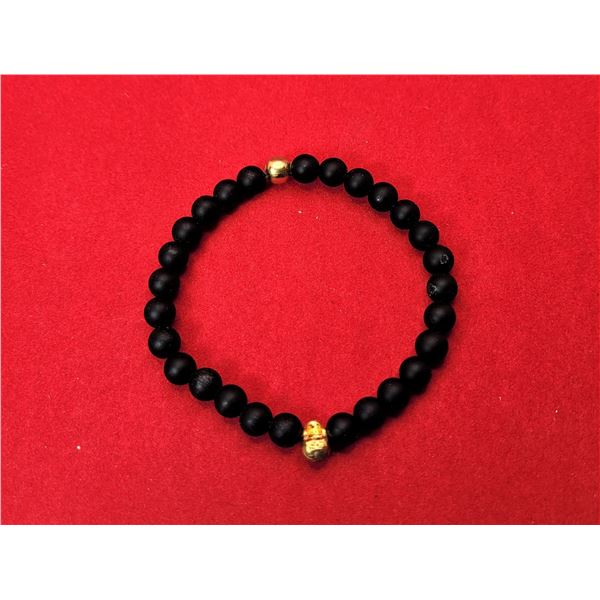 7) BLACK LAVA ROCK STRECHT BRACELET WITH