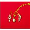 Image 1 : 19)  GOLD TONE, PEARL AND CLEAR SWAROVSKI