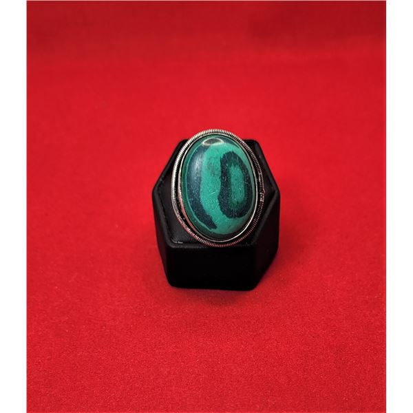 14)  OVAL SHAPED NATURAL GREEN MALACHITE