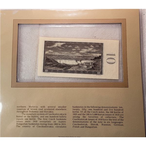 3) CZECHOSLOVAKIA 10 HALERU BANKNOTE, FRAMED