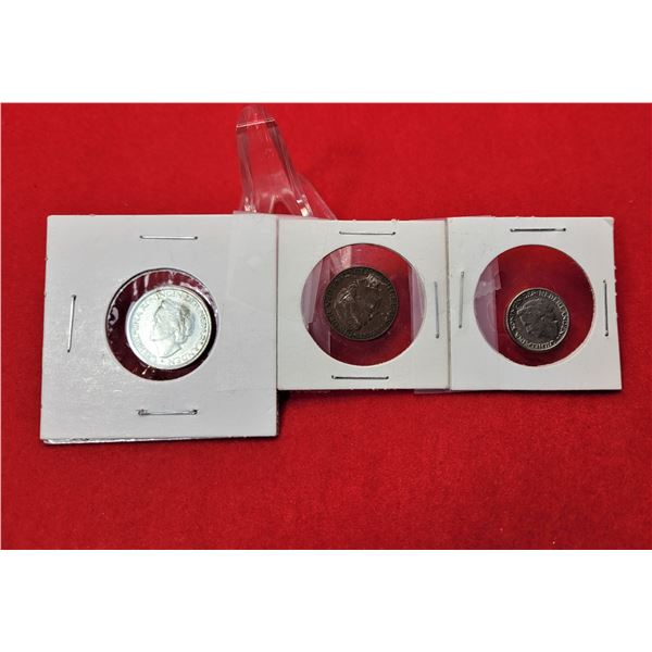 5)  LOT OF 3 NETHERLANDS COINS, ALL FROM 1948,