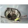 Image 1 : LARGE VINTAGE SILVER BOWL WITH SERVING PIECES