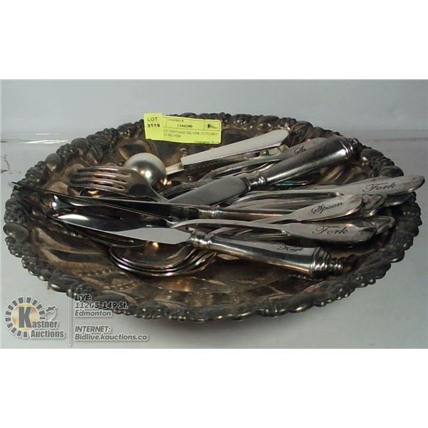 20 PIECE VINTAGE SILVER CUTLERY & LARG SILVER