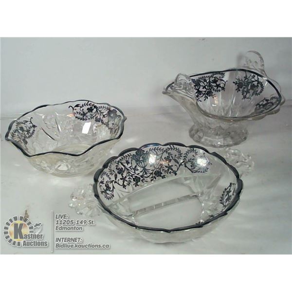 BOX OF SILVER OVERLAY PIECES