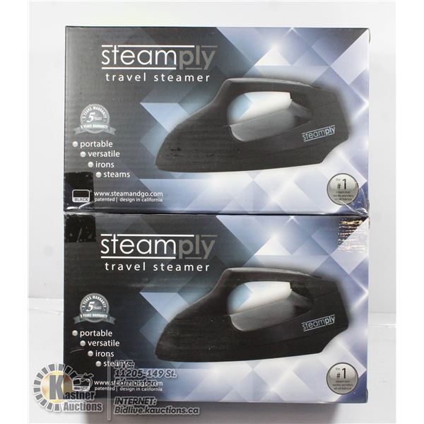 2 NEW BLACK STEAMPLY TRAVEL STEAMERS