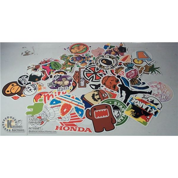 LARGE LOT OF VINYL STICKER/DECALS VARIOUS SIZES