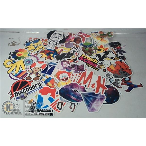 LARGE LOT OF VINYL STICKER/DECALS VARIOUS SIZES