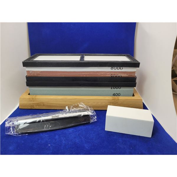 5) NEW, SET OF SHARPENING STONES AND