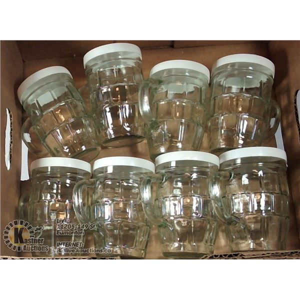 SET OF 8 MINI STEINS WITH POP ON LIDS