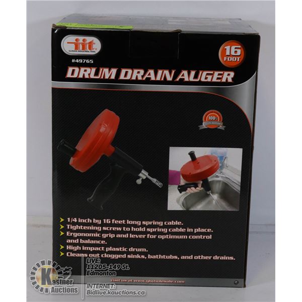 NEW 16FT DRUM DRAIN AUGERS