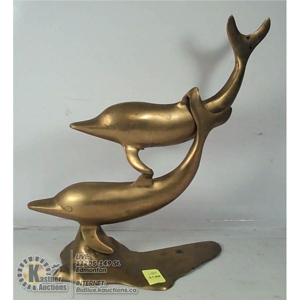 10 INCH TALL DULA BRASS DOLPHIN STATUE