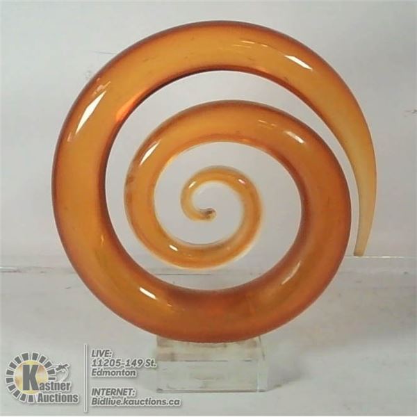SWIRLED AMBER ART GLASS STATUE