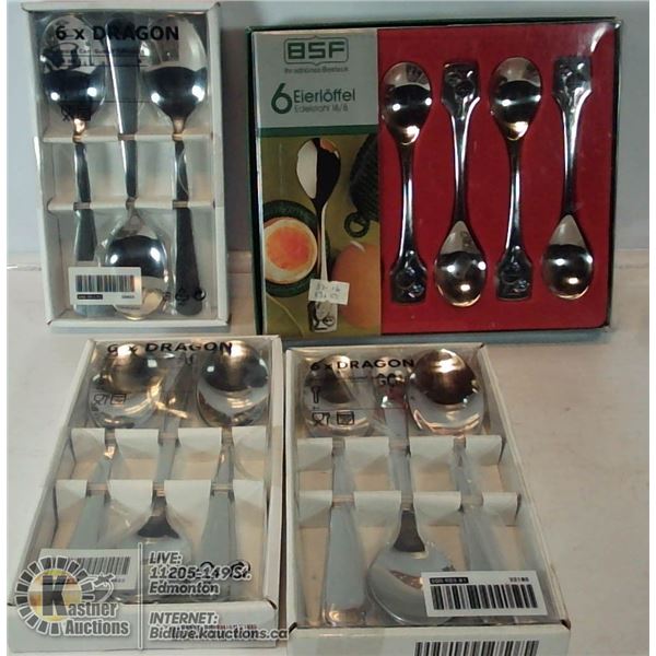 24 NEW STAINLESS STEEL SPOONS.