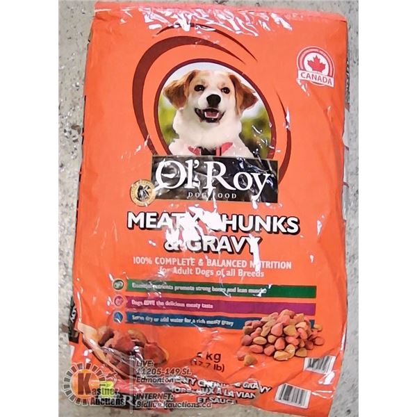 8KG BAG OF OL'ROY MEATY CHUNKS AND GRAVY DOG FOOD