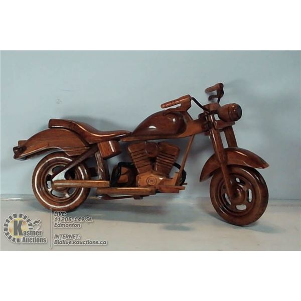 WOOD MOTORCYLE STATUE