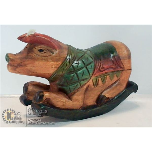 WOODEN PIG ROCKING FIGURE