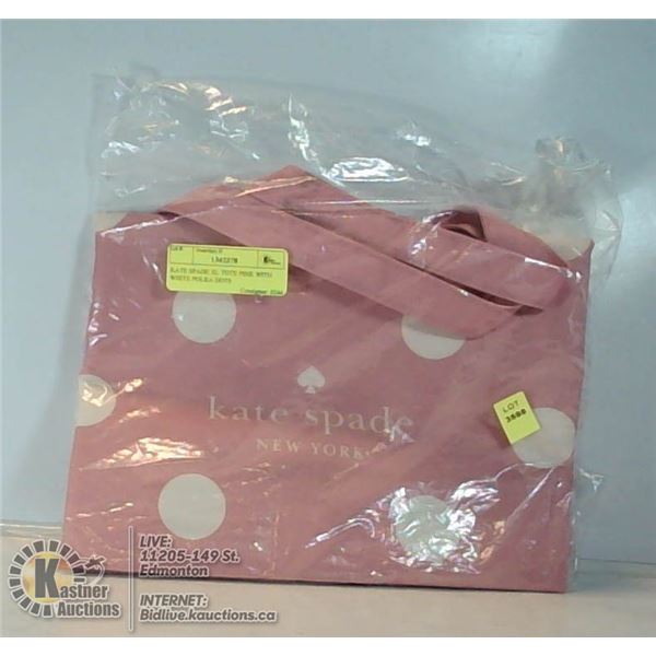 KATE SPADE XL TOTE PINK WITH WHITE POLKA DOTS