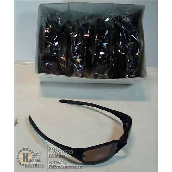 BOX OF BEVELLESS MATTE BLACK SUNGLASSES 400UV