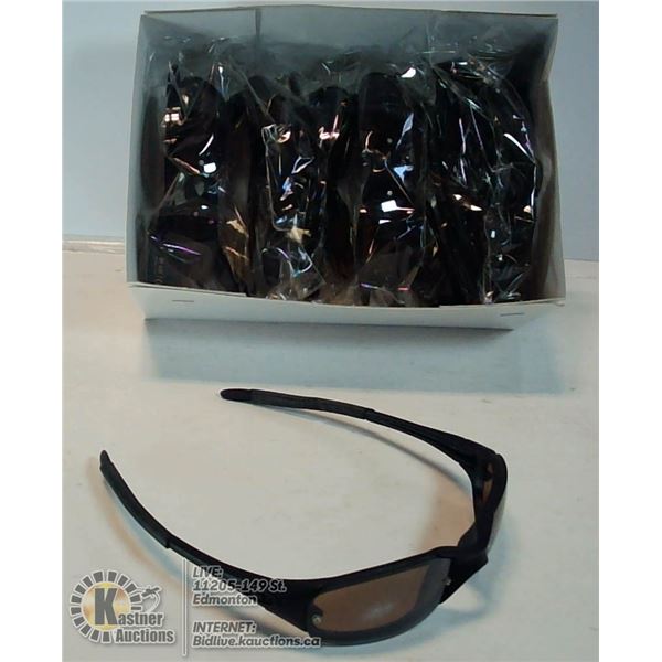 BOX OF BEVELLESS MATTE BLACK SUNGLASSES 400UV