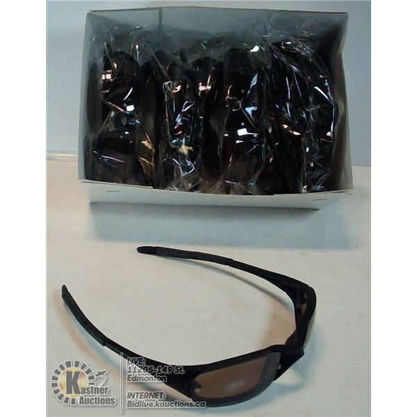 BOX OF BEVELLESS MATTE BLACK SUNGLASSES 400UV