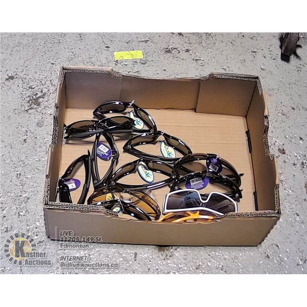 LARGE FLAT OF ASSORTED DESIGNER STYLE SUNGLASSES