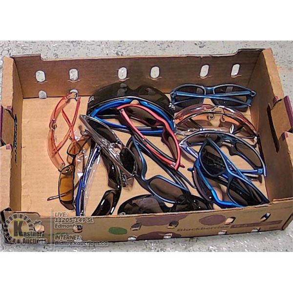 LARGE FLAT OF ASSORTED DESIGNER STYLE SUNGLASSES