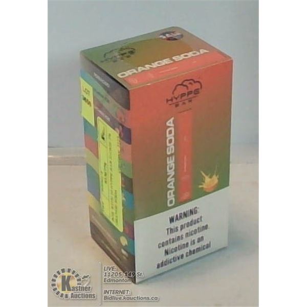 BOX WITH 10 HYPPE BAR E-CIGS 5% ORANGE SODA