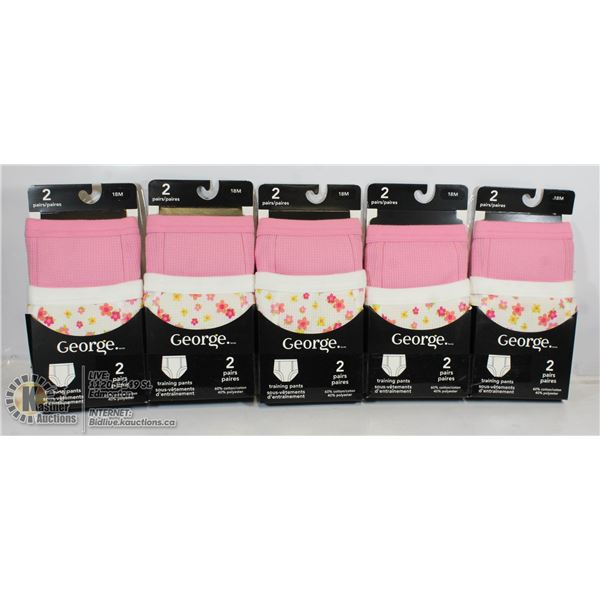 LOT OF 5 TWO PKS OF 18M TRAINING UNDERPANTS.