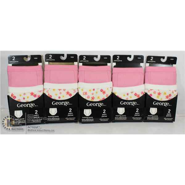LOT OF 5 TWO PKS OF 18M TRAINING UNDERPANTS.