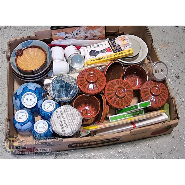 LARGE FLAT OF JAPANESE/ASIAN COOKWARE AND