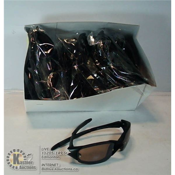 BOX OF MATTE BLACK COMFORT EAR SUNGLASSES.