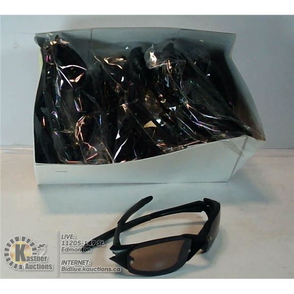 BOX OF MATTE BLACK COMFORT EAR SUNGLASSES.