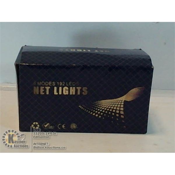 BOX OF 192 LED NET LIGHTS. 8 DIFFERENT MODES.
