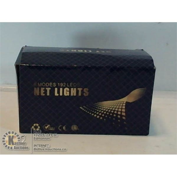 BOX OF 192 LED NET LIGHTS. 8 DIFFERENT MODES.