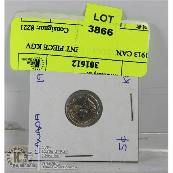 1913 CANADIAN 5 CENT PIECE KGV