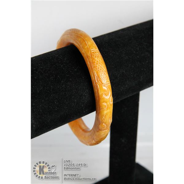 AUTHENTIC ORANGE JADE BANGLE HAND CARVED