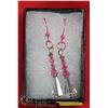 Image 1 : PINK AND CLEAR SWAROVSKI CRYSTALS ON PINK HOOKS