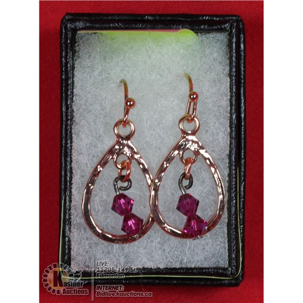 COPPER TEARDROP W/SWAROVSKI CRYSTALS