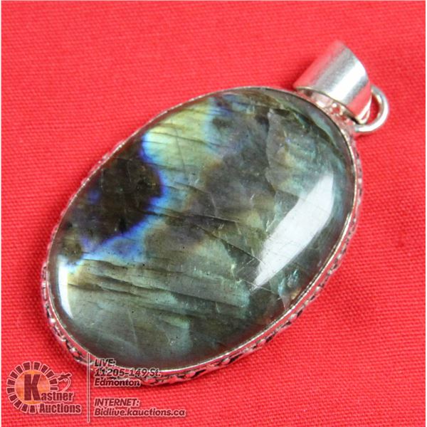 #199- NATURAL FIRE LABRADORITE PENDANT