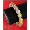Image 1 : #238- NATURAL YELLOW & PURPLE  JADE BEAD BRACELET